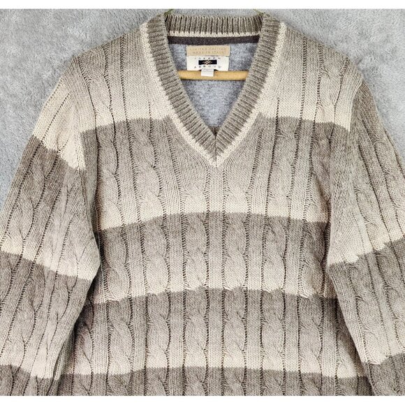 Joseph Abboud Sweater Mens Large Brown Wool Blend Casual Dad Made In Italy - Picture 6 of 11